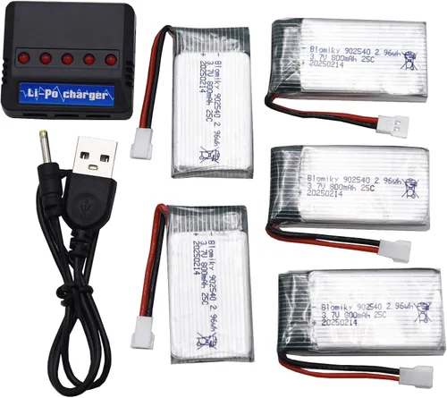 Vista 9 de Blomiky Paquete de 5 baterías Li-PO 25C MX2.0 de 3.7 V 800 mAh y caja de tablero 4 en 1 para Syma X5SW X5C-1 X5 X5C X5SC H42 T5W H5C CW4 SS40 FQ36