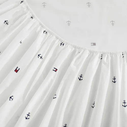 Vista 4 de Tommy Hilfiger - Sábanas para cama individual, ropa de cama de percal de algodón crujiente y fresca con funda de almohada a juego, juego de cama