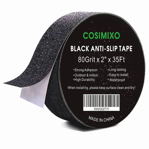 Vista 8 de COSIMIXO Cinta Antideslizante de Trabajo Pesado de 1" x 35 Pies, Mejor Fricción de 80 Grit, Agarre, Abrasiva para Escaleras Exterior/Interior Cinta