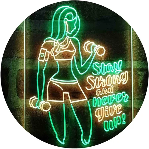 Vista 11 de ADVPRO Fitness Club Gym Stay Strong Never Give Up Dual Color LED Neon Sign azul & rojo 8 x 12 pulgadas st6s23-i4043-br