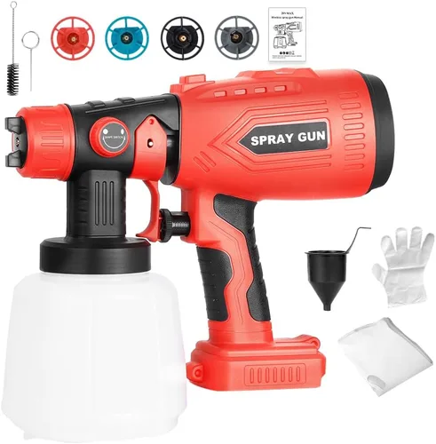 Vista 10 de Pulverizador de Pintura Inalámbrico Compatible con Batería Milwaukee M18, Pistola de Pintura en Aerosol HVLP con 4 Boquillas de Cobre, Motor de Alta