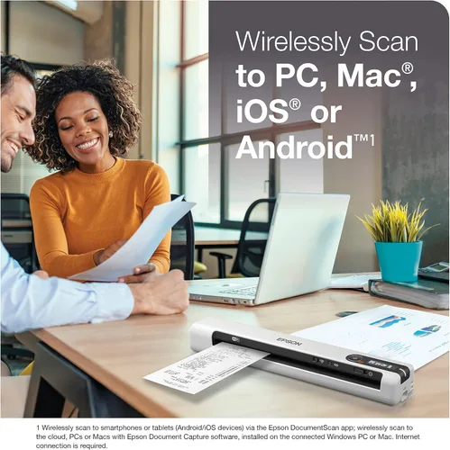 Vista 5 de Epson DS-80W Escáner portátil inalámbrico de documentos alimentado con hojas para PC y Mac