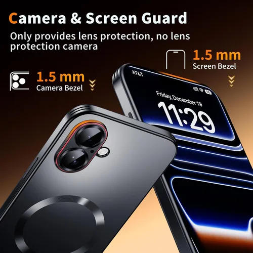 Vista 7 de Funda para iPhone 17, diseño delgado de alta resistencia compatible con MagSafe, fuerte protección magnética a prueba de golpes para pantalla y Negro