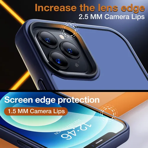 Vista 4 de Yriklso Funda para iPhone 12 Pro Max, a prueba de golpes, iPhone 12 Pro Max, protección contra caídas de grado militar, funda protectora rígida Azul