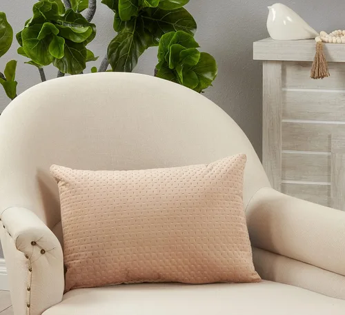 Vista 3 de SARO LIFESTYLE Pinsonic - Almohada de terciopelo beige, 14 x 20 pulgadas, relleno de poliéster