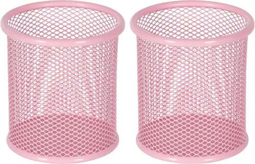Vista 13 de EasyPAG Portalápices para escritorio, paquete de 2 organizadores de bolígrafos de metal, organizador de vasos de malla para el hogar, oficina, aula