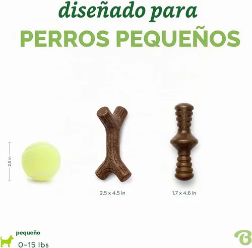 Vista 4 de Benebone - Paquete de 2 juguetes masticables duraderos para perros, diseño Maplestick/Zaggler, tocino real, madera de arce real, fabricados