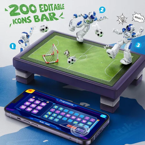 Vista 6 de Ruko 6088 Robot Juguetes para niños, detección remota programable de gestos y control de aplicación, cara LED interactiva, robot inteligente
