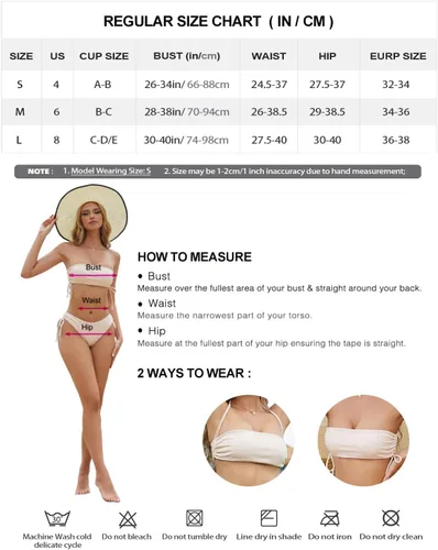Vista 3 de Tripsky Women's Bandeau Bikini Sets Two Piece Swimsuit High Cut Bathing Suit Ribbed Bikini Set