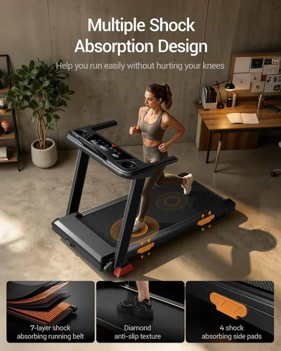 Vista 6 de Cintas de correr 16% para el hogar, caminadora inclinada plegable con mango