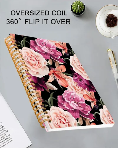 Vista 4 de iampanda Cuaderno de diario en espiral, encuadernación fuerte de doble alambre con papel de primera calidad para niñas y mujeres, 60 hojas A5 a
