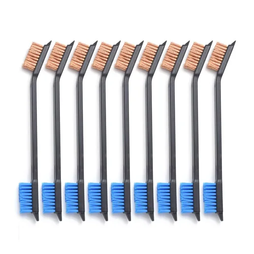 Vista 14 de Paquete de 10 cepillos de limpieza multiusos de doble punta para pistolas de 7 pulgadas, cepillos de cerdas de nailon de acero y latón (5 tipos)