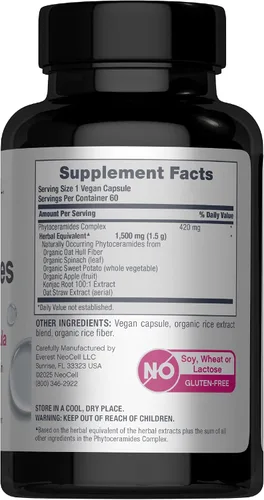 Vista 2 de NeoCell Phytoceramide Complex Suplemento 60 Cápsulas Fórmula avanzada
