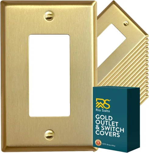 Vista 59 de Rio Salto BRASS Signature Collection MIDSIZE - Placa de pared de metal dorado para interruptor de luz o cubierta de tomacorriente, placa de pared