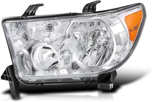 Vista 2 de [Izquierda/lado del conductor] Conjunto de faros delanteros compatible con Toyota Sequoia Tundra 07-17, carcasa cromada