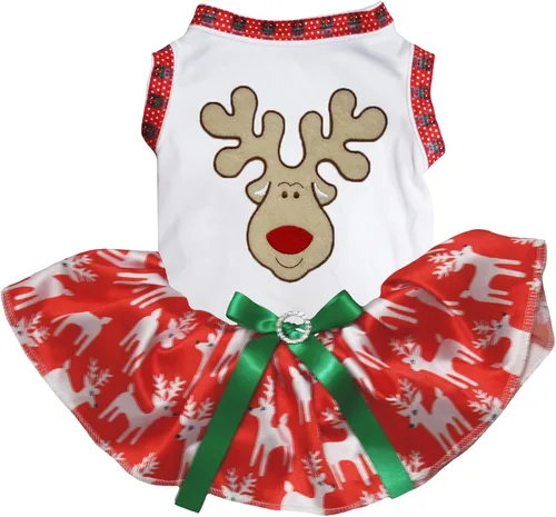 Vista 6 de Petitebella Vestido con rostro de reno para cachorros (Negro/Oro, X-Pequeño)