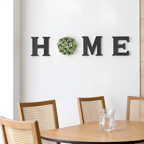 Vista 5 de Mkono - Cartel colgante de madera estilo granja con letras artificiales de eucalipto para la letra "O", letras colgantes de madera rústica