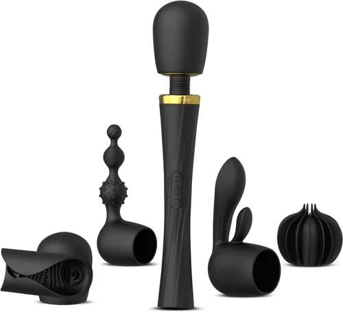 Vista 10 de Kit de Vibrador de Varita Tracy's Dog, Masajador Inalámbrico con 4 Accesorios de Silicona para Estimulación del Clítoris, Punto G, Anal y Pene
