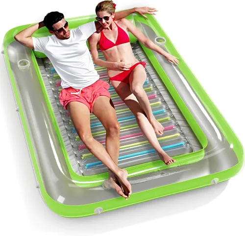 Vista 17 de Jasonwell - Flotador inflable para piscina, 4 en 1, almohadilla para tomar sol para adultos, relajarse en la piscina, flotador lleno de juguetes