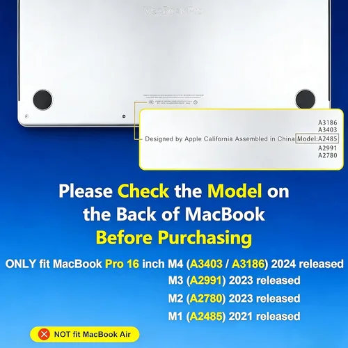 Vista 2 de Funda ultradelgada para MacBook Pro de 16 pulgadas M5 2026 2025-2021 Release M4 M3 M2 M1 Pro/Max Chip, carcasa rígida de plástico ligero