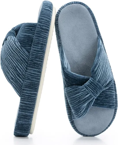 Vista 25 de Chantomoo - Pantuflas para mujer de espuma viscoelástica para la casa con cordón, lazo y tiras cruzadas, zapatos de cama cómodos y de moda