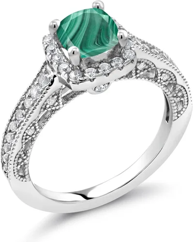 Vista 71 de Gem Stone King Anillo de compromiso de plata de ley 925 de 0.236 in con piedra natal y zafiro blanco creado con acento Anillo de compromiso