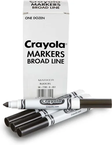Vista 2 de Crayola Marcadores de Línea Ancha - Negro (12 unidades), Marcadores para Niños, Suministros Escolares al Por Mayor para Maestros, No Tóxicos