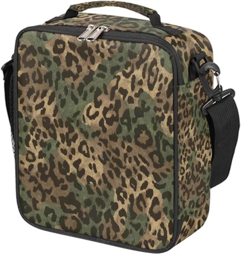 Vista 17 de Pardick Divertida bolsa de almuerzo aislada con calavera de fuego para adolescentes y niños, lonchera portátil reutilizable con correa
