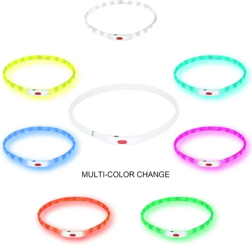 Vista 3 de Collar para perro LED multicolor, collar para perro recargable con 7 colores de luz intermitente, luces para perros que hacen que las mascotas sean