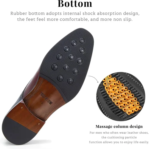 Vista 4 de Zapatos de vestir para hombre formales Oxford esmoquin zapatos de vestir de cuero genuino modernos formales negocios Derby