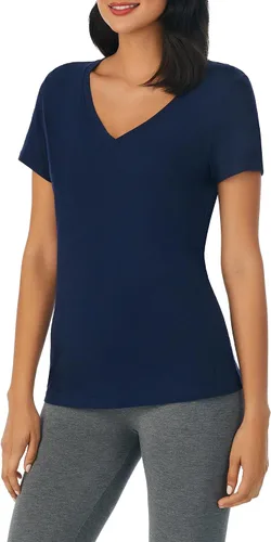 Vista 2 de Nautica Camiseta de dormir para mujer, ligera, transpirable, de punto de algodón, cuello en V, ropa de dormir y ropa de descanso