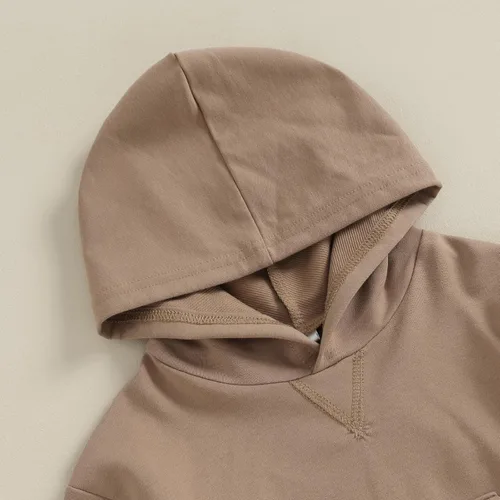 Vista 4 de Conjunto de 2 piezas de sudadera con capucha y pantalones deportivos para bebés y niños pequeños, ropa de otoño e invierno