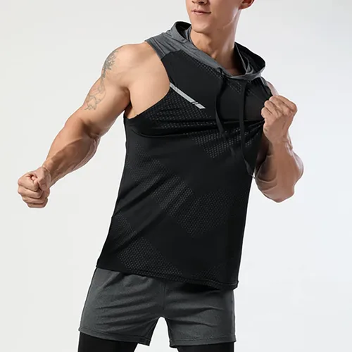 Vista 4 de Magiftbox T55N - Camiseta sin mangas para hombre, con capucha y corte atlético