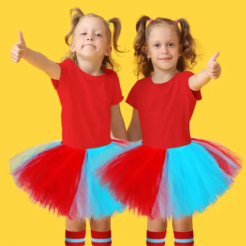 Vista 3 de Zhanmai 5 Layered Tutu Skirt for Kids Tulle Tutu Skirt with Tube Socks Princess Runners Costumes Cosplay for Girls Kids