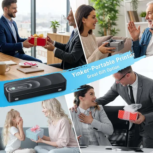 Vista 7 de Impresora térmica portátil A4 3 rollos de papel térmico y 2 papeles plegables incluidos Impresora Bluetooth sin tinta con funda de transporte