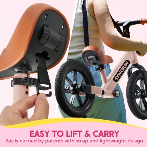 Vista 5 de SYNCFUN Bicicleta de equilibrio para niños pequeños, bicicleta ligera de 12 pulgadas para niños y niñas de 2, 3, 4, 5 años, neumáticos