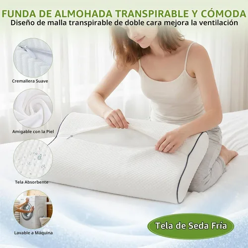 Vista 5 de Memory Foam Cooling Cervical Neck Pillow for Back Side Sleeper White