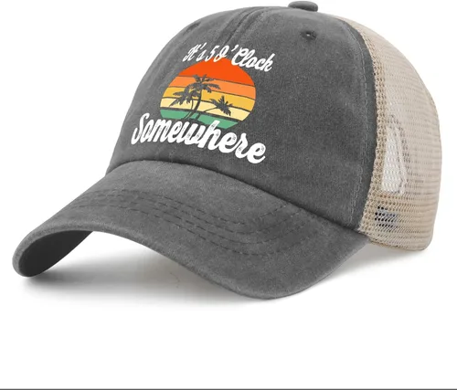 Vista 2 de Jimmy Hat It's 5 O'Clock Somewhere Hat Trucker Hat Men Vintage Mesh Cap for Summer