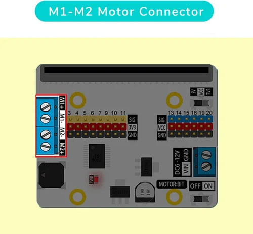 Vista 6 de EF ELECFREAKS Microbit Motor:bit 3v/5v Placa de expansión Mini Micro:bit Breakout Board Soporte 2 DC Motor Extend 14-Channel IO Puertos IO Zumbador