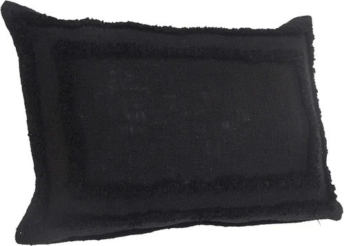 Vista 4 de Funda de almohada de algodón natural con bordes negros