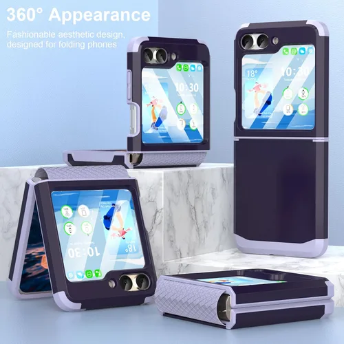 Vista 4 de Funda diseñada para Galaxy Z Flip 5 con protección de bisagra para Samsung Flip 5, resistente a prueba de golpes, funda protectora de cuerpo