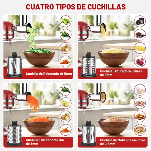 Vista 4 de Picadora de carne y accesorio de trituradora de acero inoxidable para Plateado