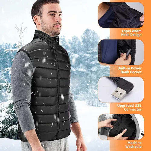Vista 3 de bellaciao Heated Vest 5v 2a USB Charging Heating Vest for Men Women not included battery