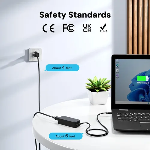 Vista 2 de Cargador USB-C de 65 W compatible con Dell Latitude Series 5320 5340 5410 5420 5430 5440 5450 5520 5540 7200 7320 7400 7410 7420 7430 7440 3540 0