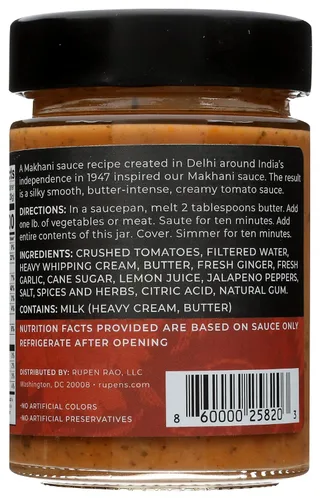 Vista 2 de Rupen's Makhani - Salsa de curry crema, vegetariana y sin gluten, 10 onzas