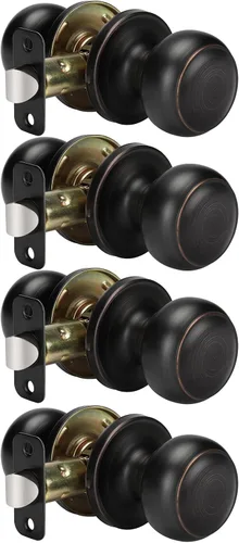 Vista 16 de Goldenwarm Pomos de puerta de paso de bronce champán, 1 paquete de pomos para puerta de armario interior, juego de perillas de puerta de paso