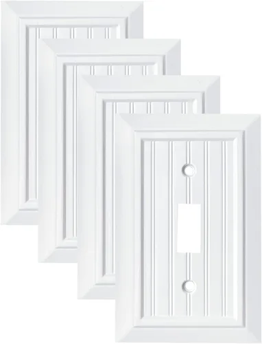Vista 9 de Placas de pared clásicas de tablilla ranurada blanco puro, cubiertas de interruptor de luz, cubiertas de tomacorrientes eléctricos, placas