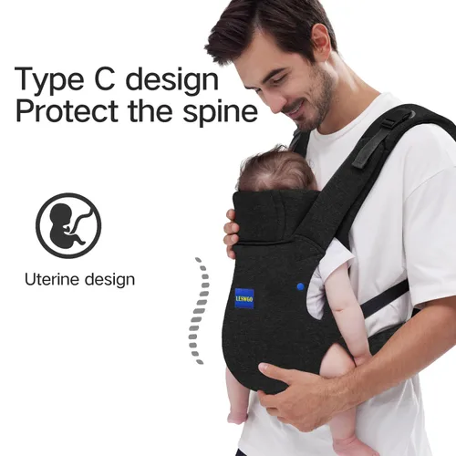 Vista 3 de YEMKEZO Portabebés para recién nacido a niño pequeño, Portabebés para recién nacido con soporte para la cabeza, Portabebés acogedor para papás
