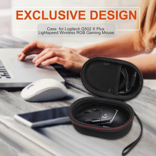 Vista 5 de LTGEM - Funda rígida de EVA para Logitech G502 X Plus Lightspeed Wireless RGB Gaming Mouse - Bolsa protectora de viaje para almacenamiento