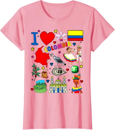 Vista 13 de Camiseta con diseño de bandera y mapa de I Love Colombia dibujada a mano